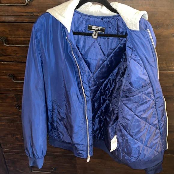 Men’s size Large Forever 21 navy hooded Jacket - Picture 7 of 7